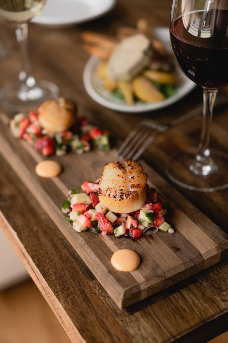 A long table set for a natural-wine dinner